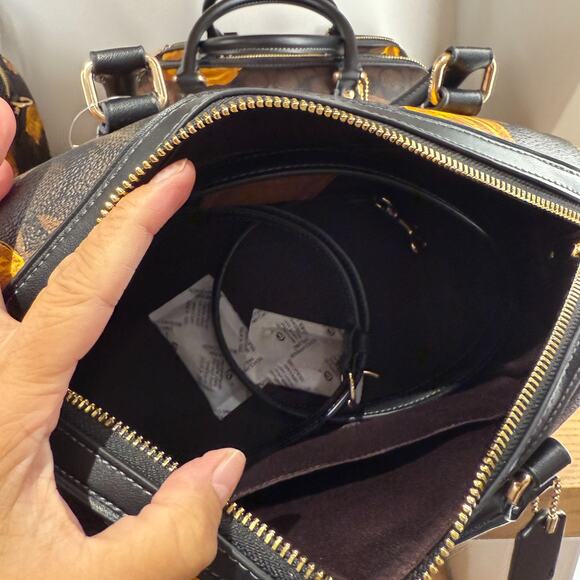 Coach CCE30 Rowan Satchel Bag In Signature Canvas With Floral Print Walnut/Black - Picture 5 of 6